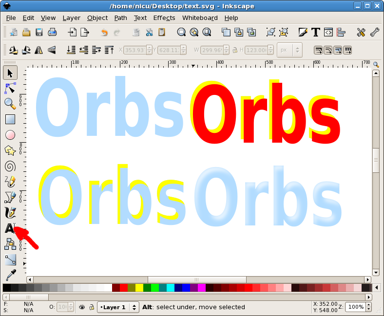 inkscape text effects