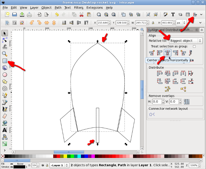 inkscape rocket howto