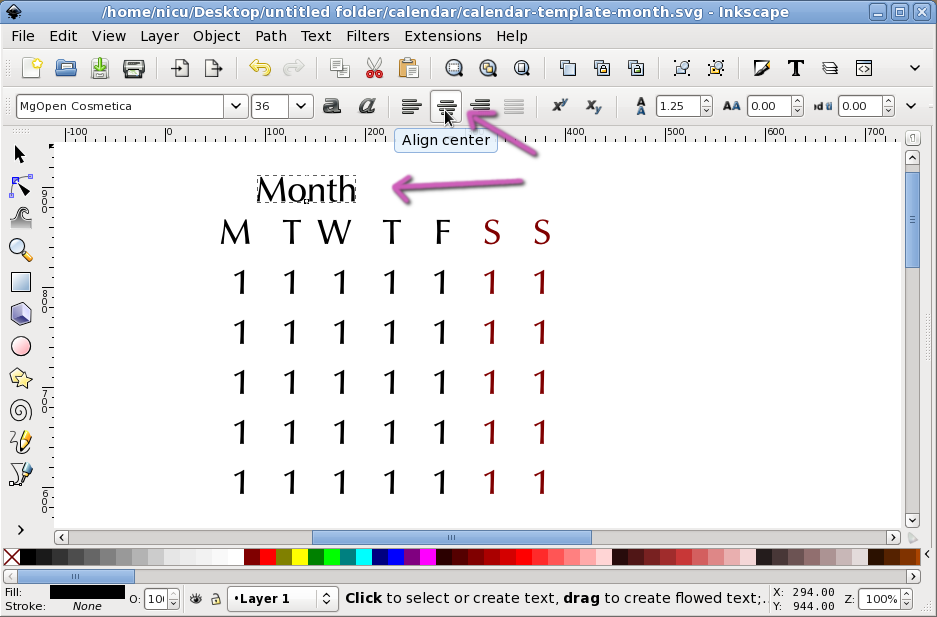 calendar layout