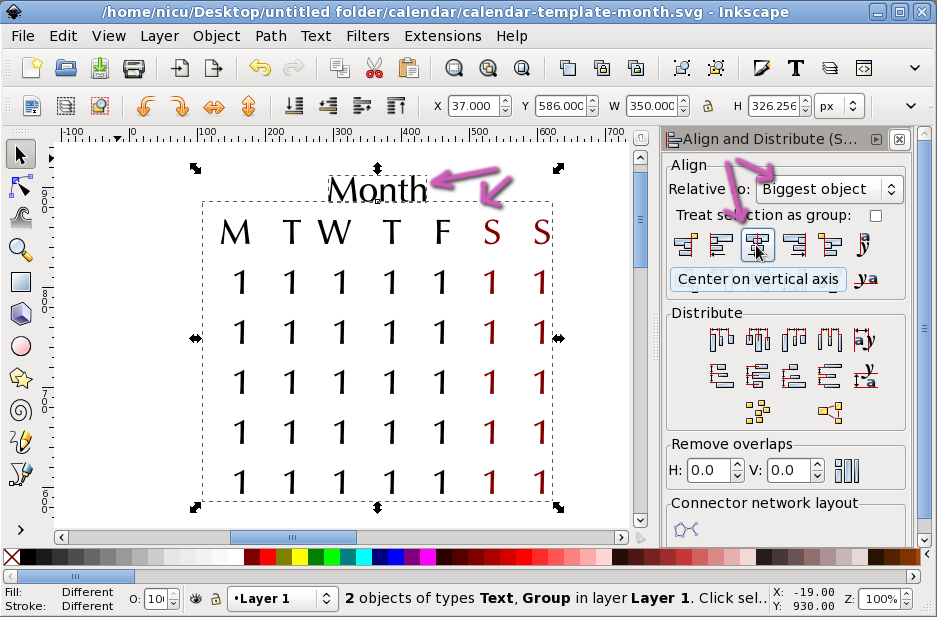 calendar layout