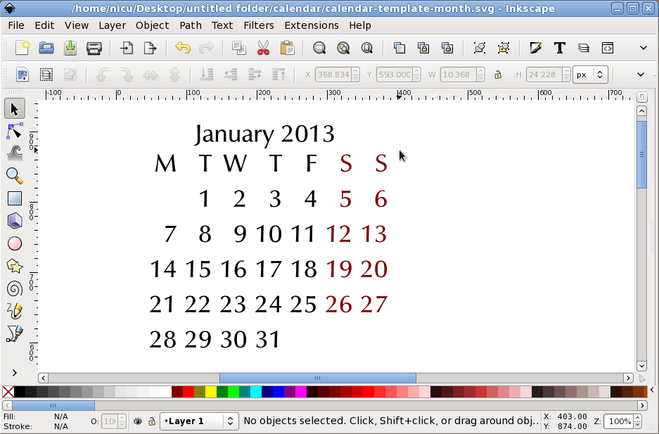 calendar layout